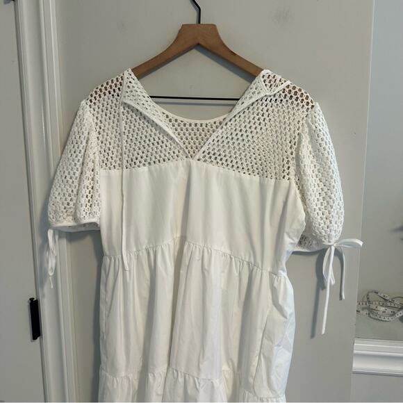 NWT Amanda Uprichard White Crochet Mini Dress Large - Picture 8 of 13